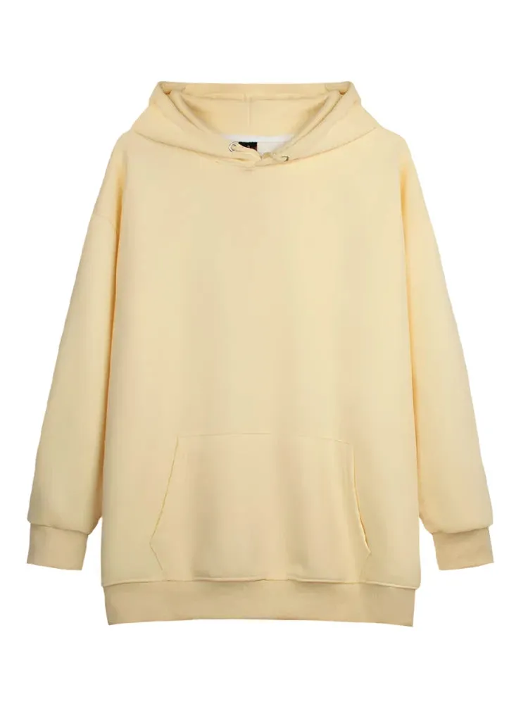 11 Colors Autumn Thin Simple Loose Hooded Hoodies Women Sweatshirts Female Pocket White Basic Solid Color Pullover S-3XL