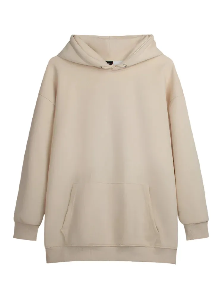 11 Colors Autumn Thin Simple Loose Hooded Hoodies Women Sweatshirts Female Pocket White Basic Solid Color Pullover S-3XL