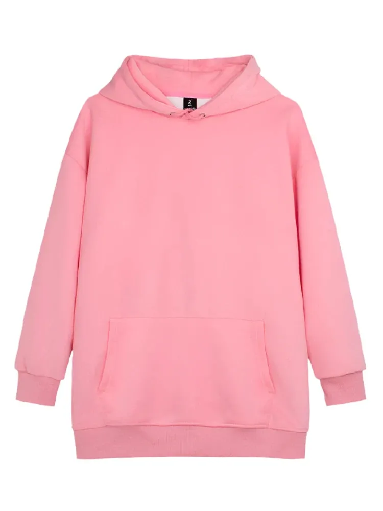 11 Colors Autumn Thin Simple Loose Hooded Hoodies Women Sweatshirts Female Pocket White Basic Solid Color Pullover S-3XL