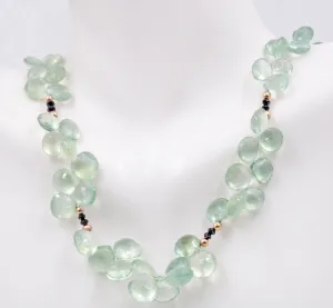 14KY Natural Prehnite Prehnite Gemstone Prehnite Stone Genuine Prehnite 14K YG Black Diamond Prehnite Necklace Prehnite Beads 6-10mm 18 Inch SKU: 108934