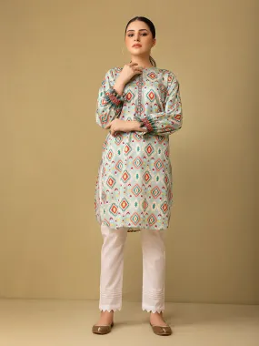 1pc - Stitched Basic Printed Cotton Silk Shirt