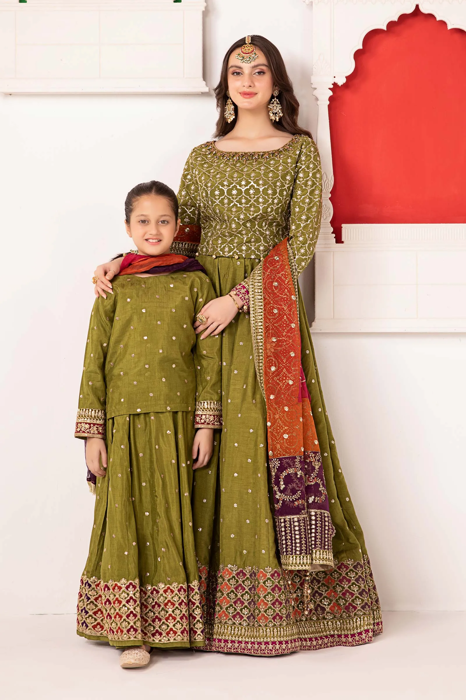 3 Piece Embroidered Raw Silk Suit | SF-EA24-04