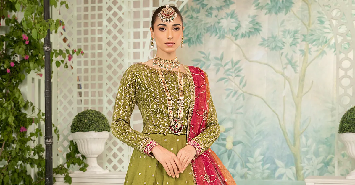 3 Piece Embroidered Raw Silk Suit | SF-EA24-04