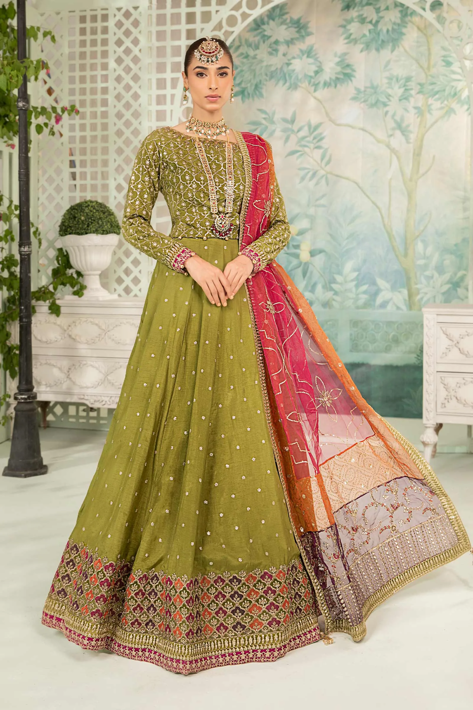 3 Piece Embroidered Raw Silk Suit | SF-EA24-04