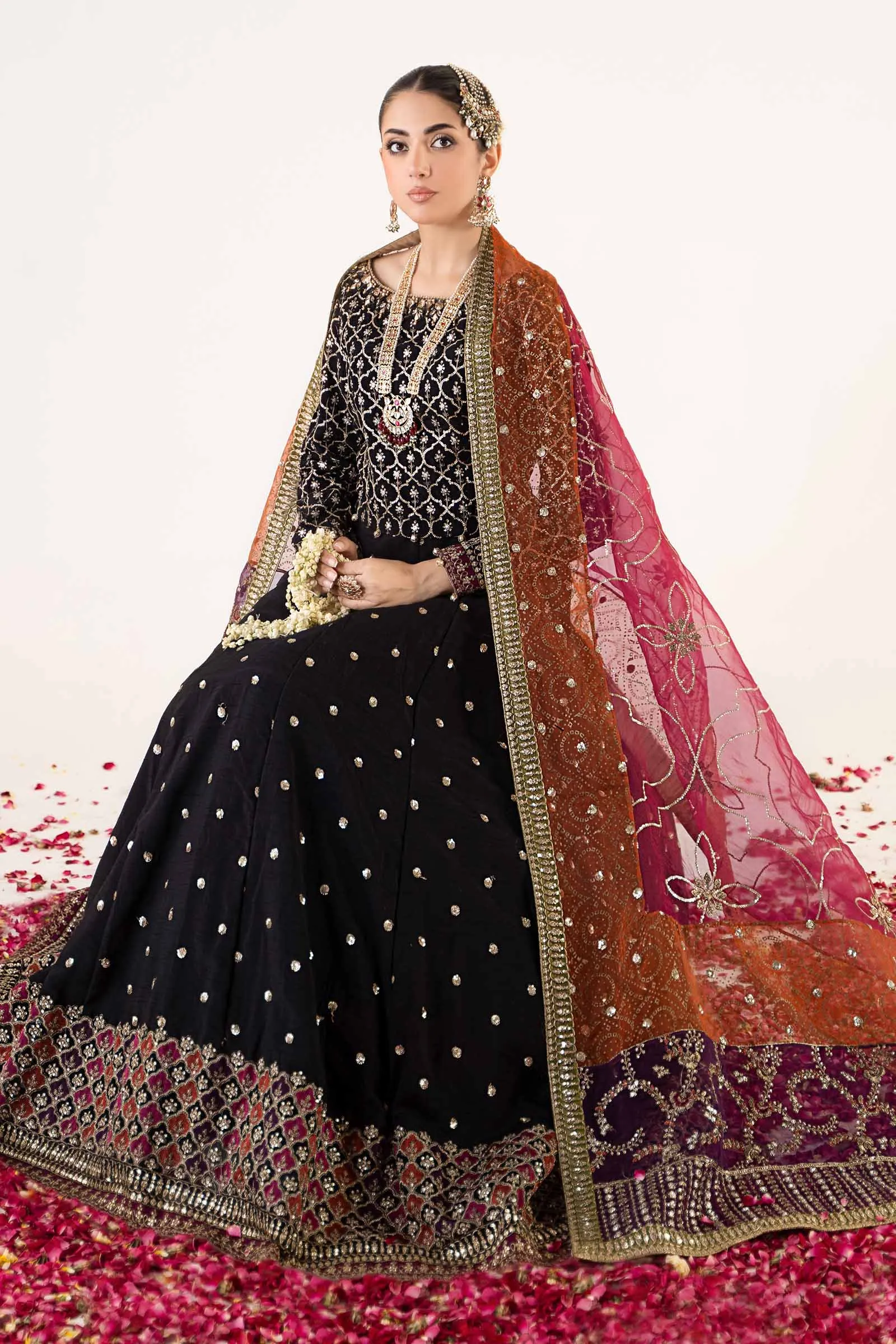 3 Piece Embroidered Raw Silk Suit | SF-EA24-04