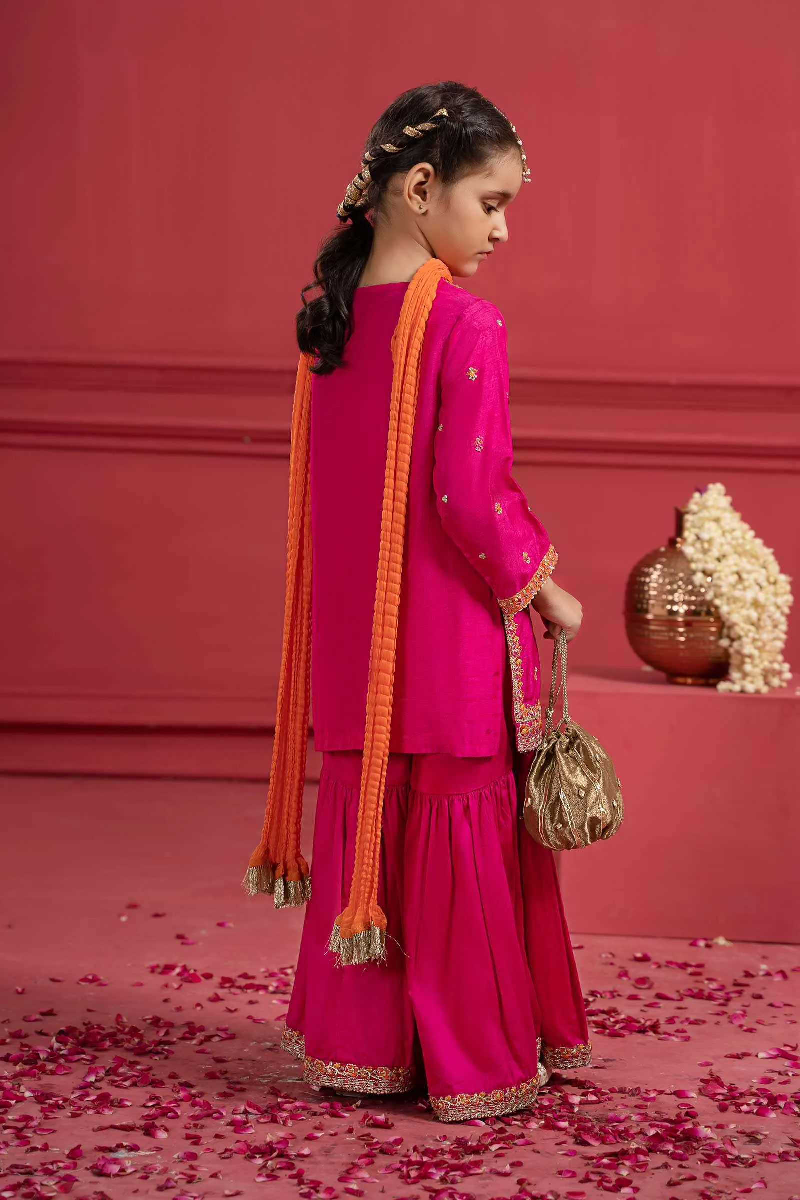 3 Piece Embroidered Silk Suit | MKS-W23-26