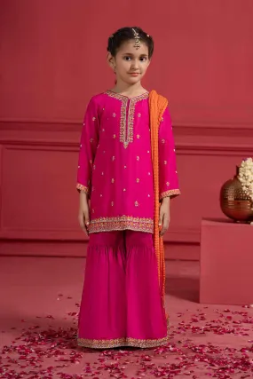 3 Piece Embroidered Silk Suit | MKS-W23-26