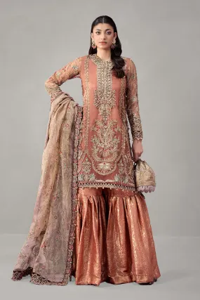 3 Piece Embroidered Zari Net Suit | SF-W24-62