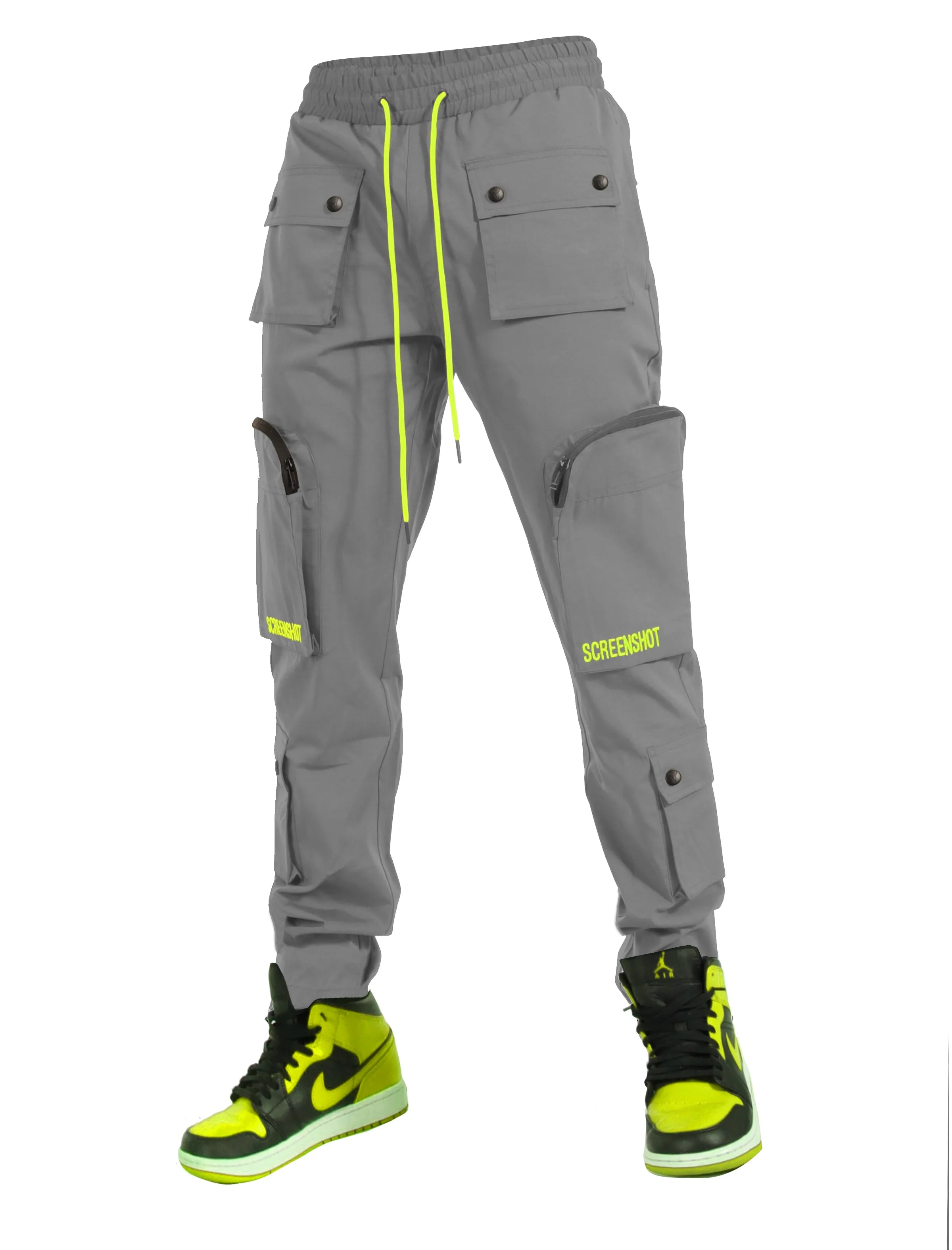 3D MULTI POCKET NYLON CARGO PANTS-P11204 (GREY)