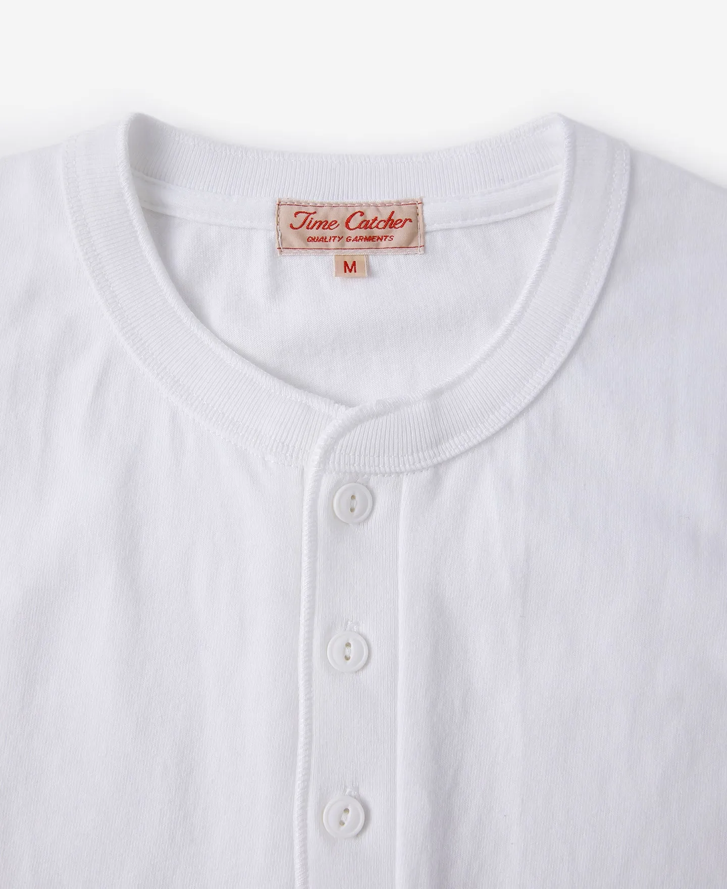 9.3 oz Cotton Tubular Henley T-Shirt - White