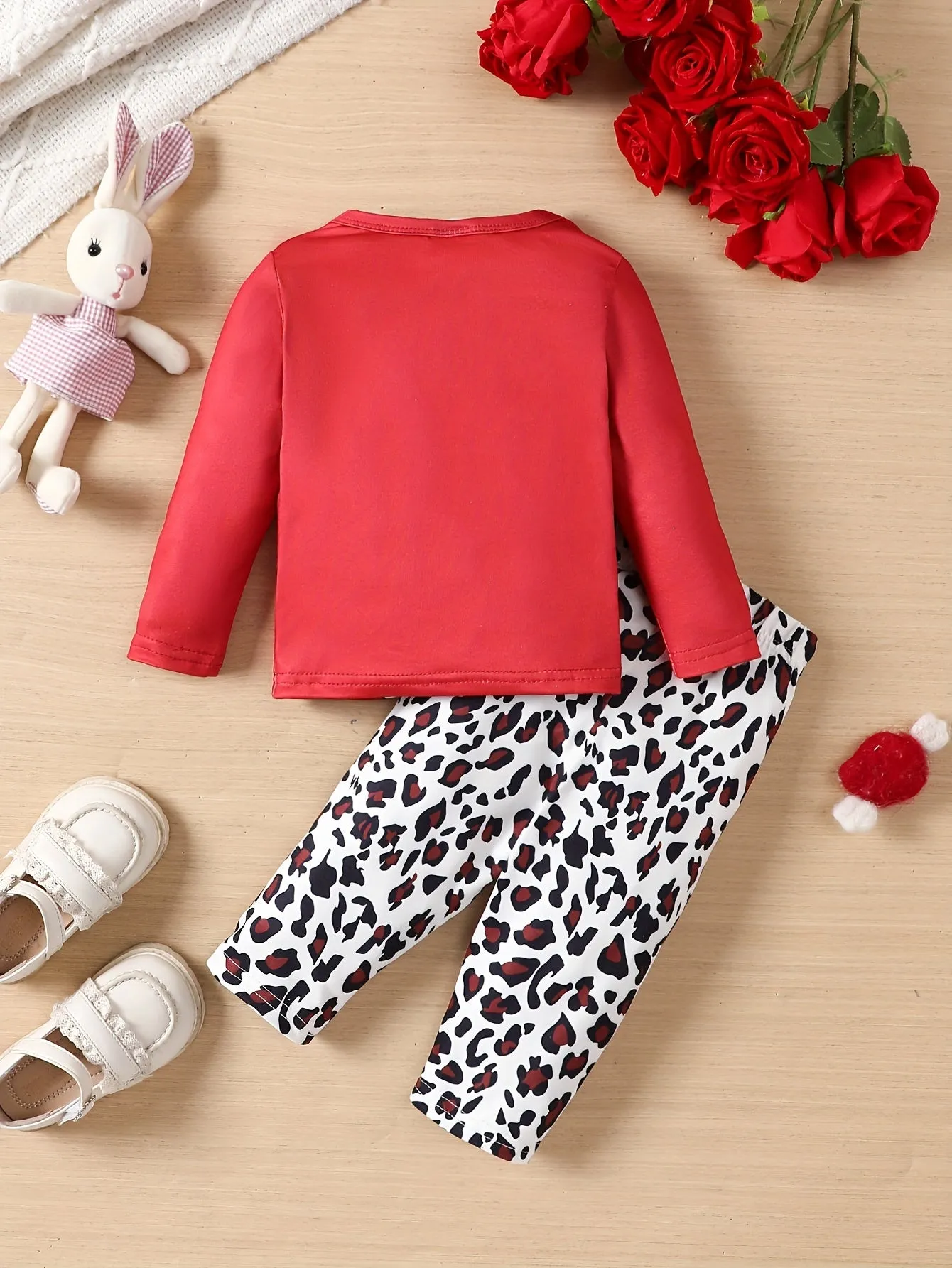 Adorable Baby Girl Cat Print Top  Leopard Pants Set