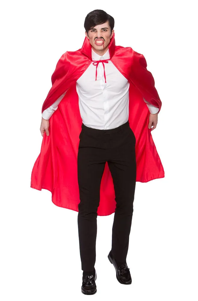 Adults Deluxe Collared Satin Red Vampire Devil Cape Costume