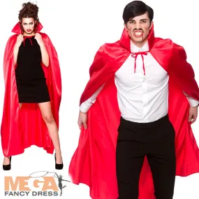 Adults Deluxe Collared Satin Red Vampire Devil Cape Costume