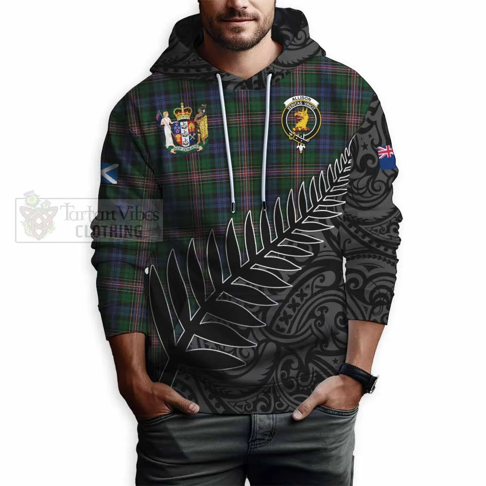 Allison Crest Tartan Hoodie with New Zealand Silver Fern Half Style