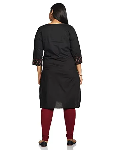 Amazon Brand - Myx Women's Polyester Printed Regular Kurti (AW17MGFST03A_Black_S)