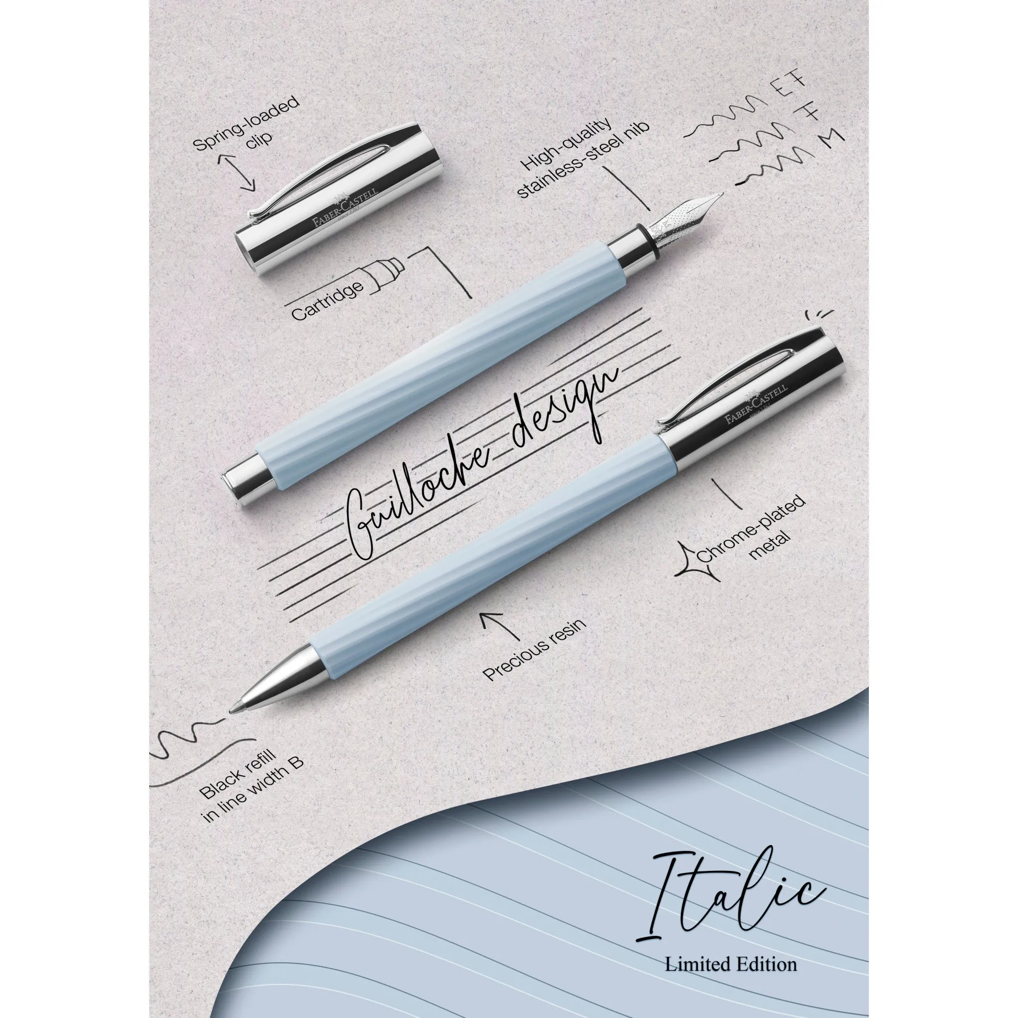 Ambition Ballpoint Pen, Italic Ice Blue - #147775