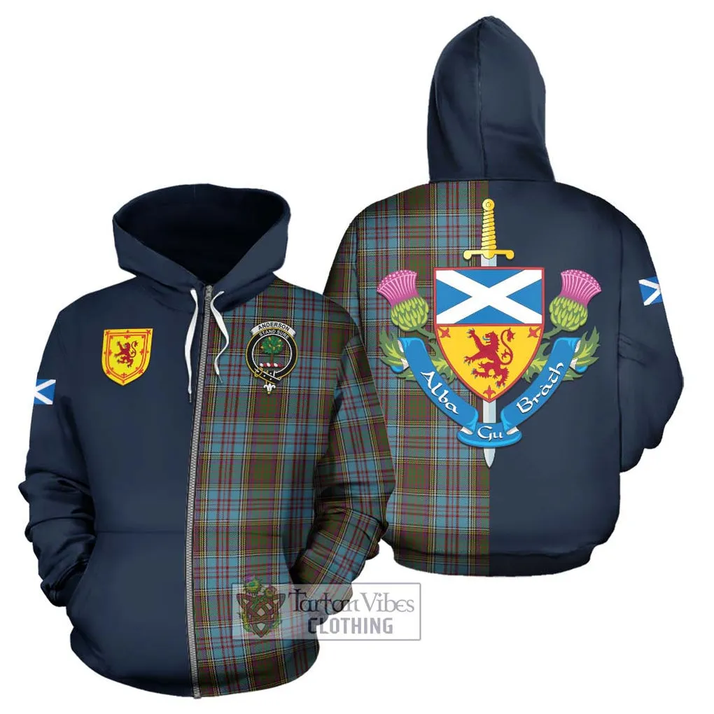 Anderson Tartan Hoodie Alba with Scottish Lion Royal Arm Half Style