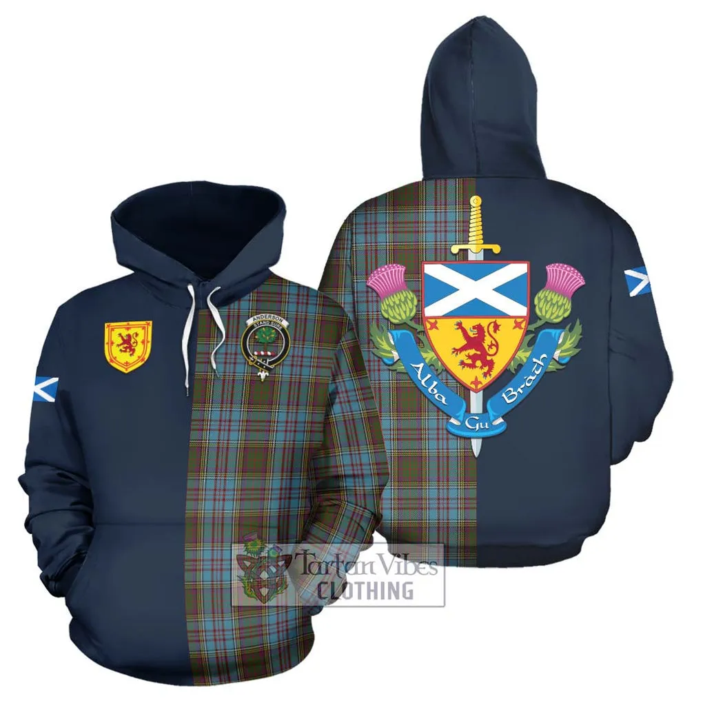 Anderson Tartan Hoodie Alba with Scottish Lion Royal Arm Half Style