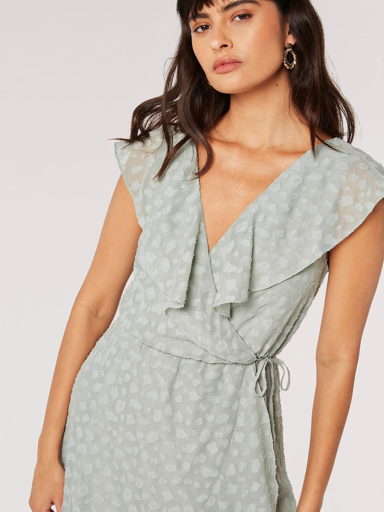 APRICOT - Clouds Ruffle Faux Wrap Dress - 824225 - FINAL SALE