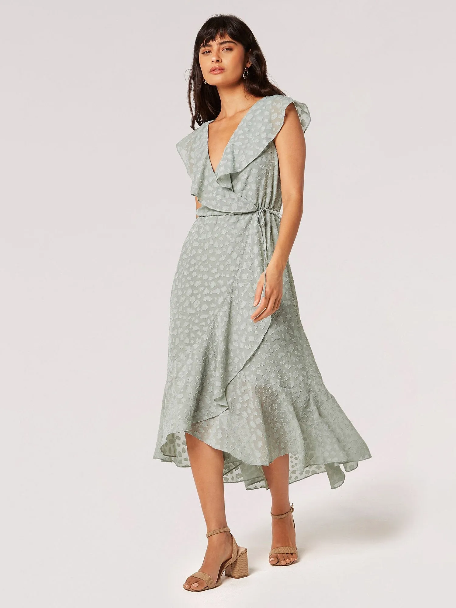 APRICOT - Clouds Ruffle Faux Wrap Dress - 824225 - FINAL SALE