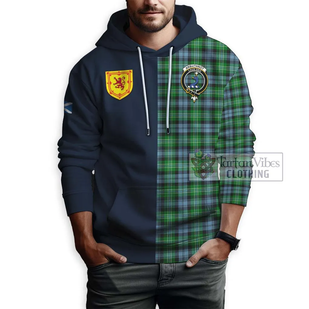 Arbuthnot Ancient Tartan Hoodie Alba with Scottish Lion Royal Arm Half Style