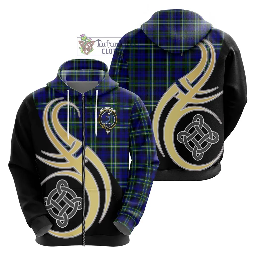 Arbuthnot Modern Tartan Hoodie with Family Crest and Celtic Symbol Style