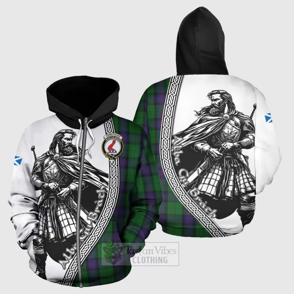 Armstrong Tartan Clan Crest Hoodie with Highlander Warrior Celtic Style