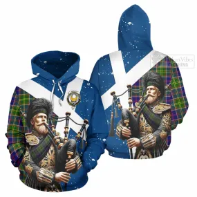 Arnott Tartan Hoodie with Family Crest Scottish Bagpiper Vibes