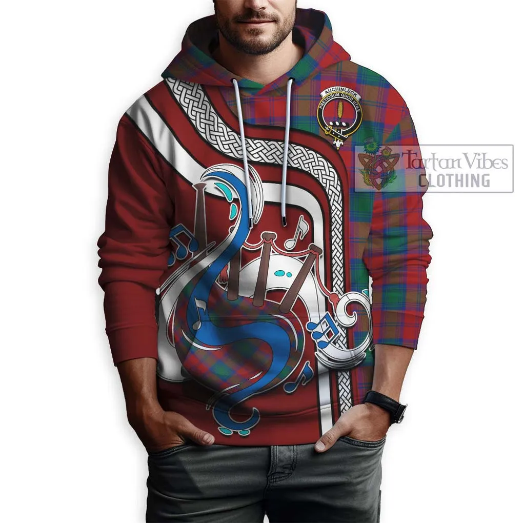 Auchinleck (Affleck) Tartan Hoodie with Epic Bagpipe Style