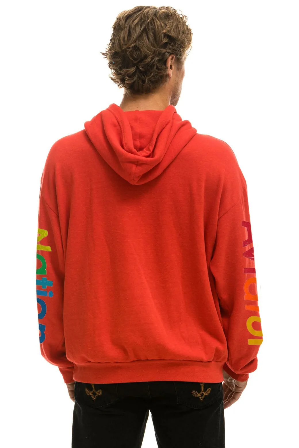 AVIATOR NATION HAMPTONS RELAXED PULLOVER HOODIE - RED