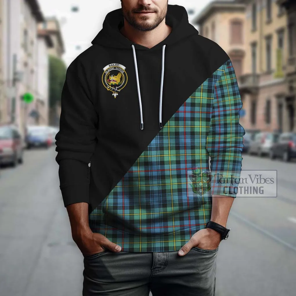 Bailey Ancient Tartan Hoodie with Family Crest and Military Logo Style