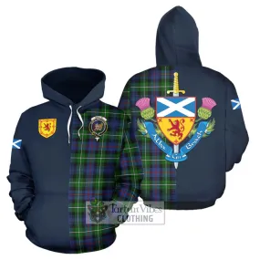 Baillie Tartan Hoodie Alba with Scottish Lion Royal Arm Half Style