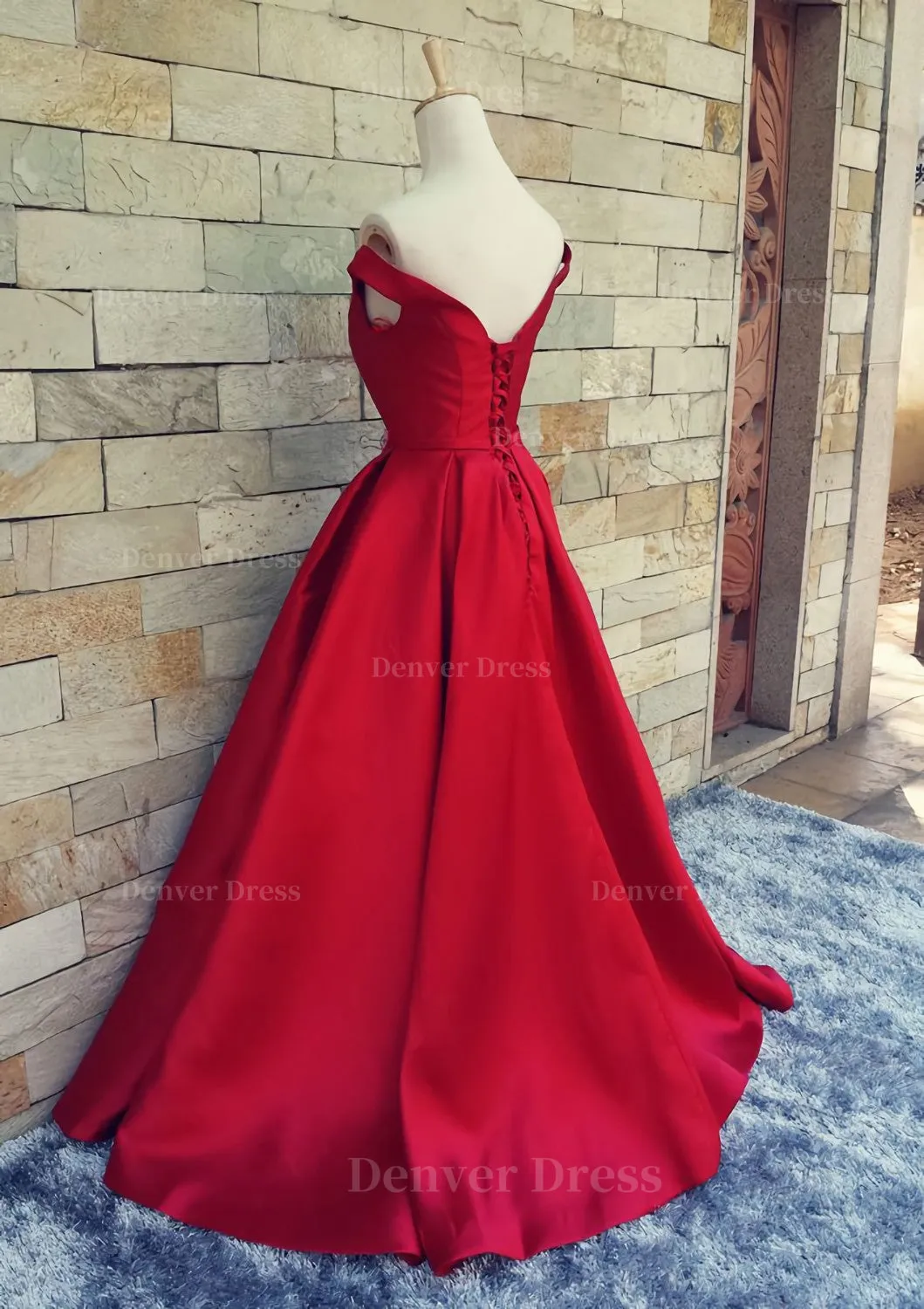 Ball Gown Off-The-Shoulder Sweep Train Satin Prom Dresses With Waistband