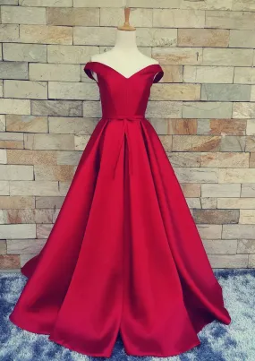 Ball Gown Off-The-Shoulder Sweep Train Satin Prom Dresses With Waistband