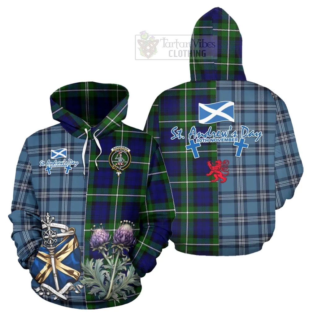 Bannerman Tartan Hoodie Happy St. Andrew's Day Half Tartan Style