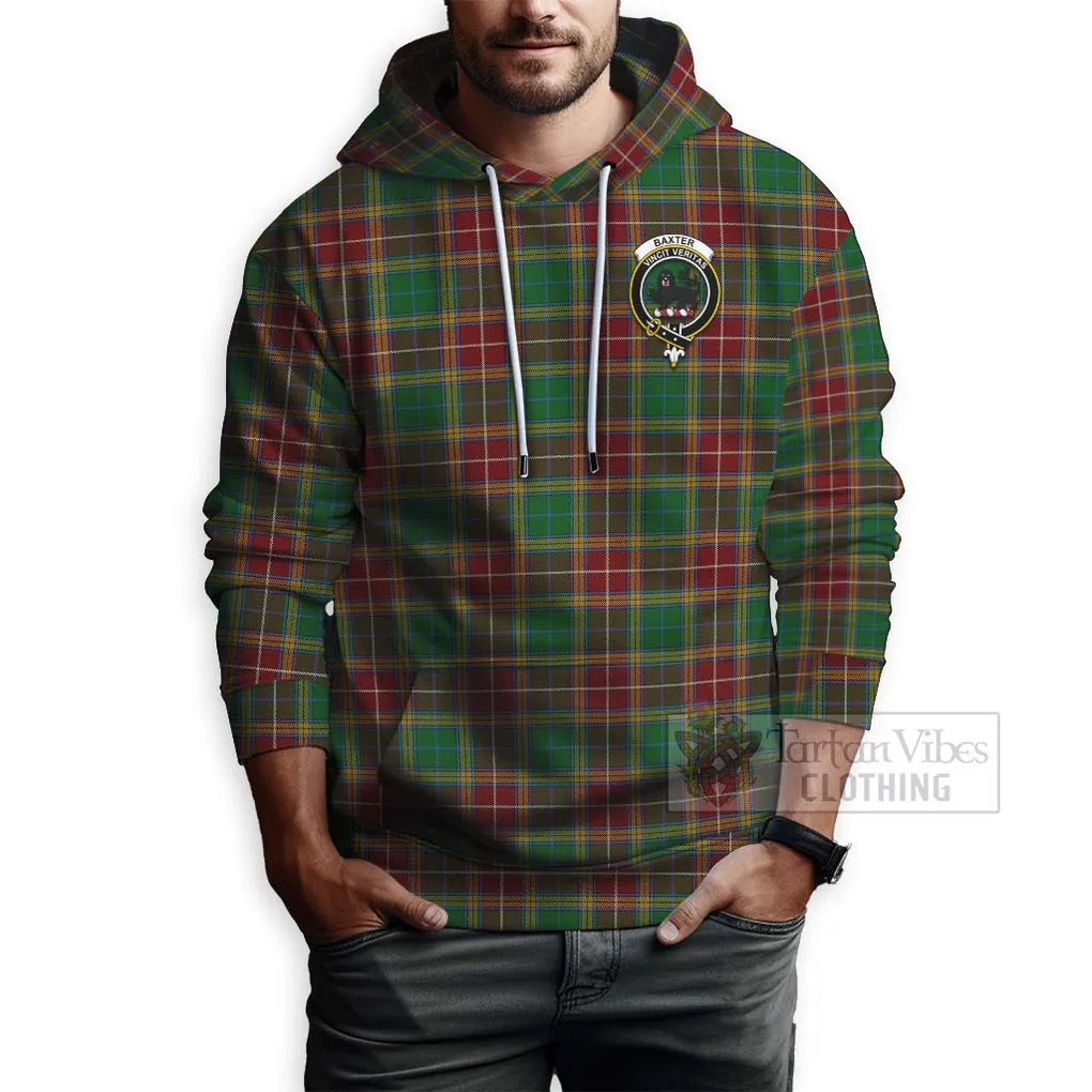 Baxter Tartan Hoodie with Family Crest and Bearded Skull Holding Bottles of Whiskey