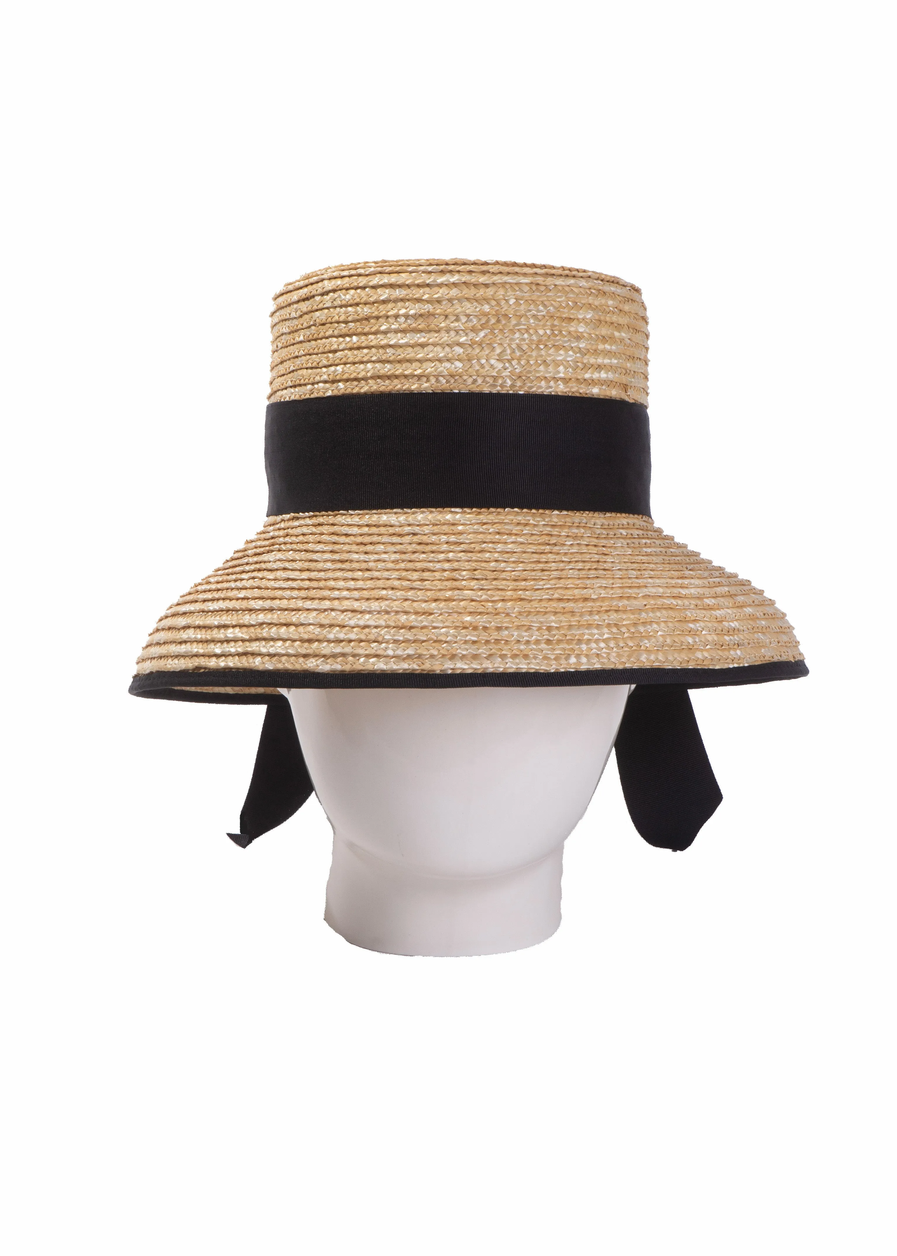 Bella Natural Straw Black Binding & Trim