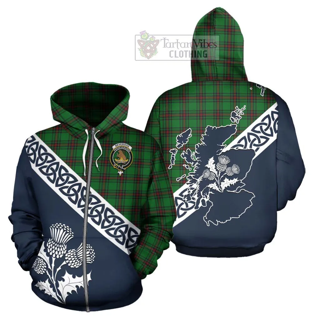 Beveridge Tartan Hoodie Featuring Thistle and Scotland Map