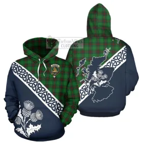 Beveridge Tartan Hoodie Featuring Thistle and Scotland Map