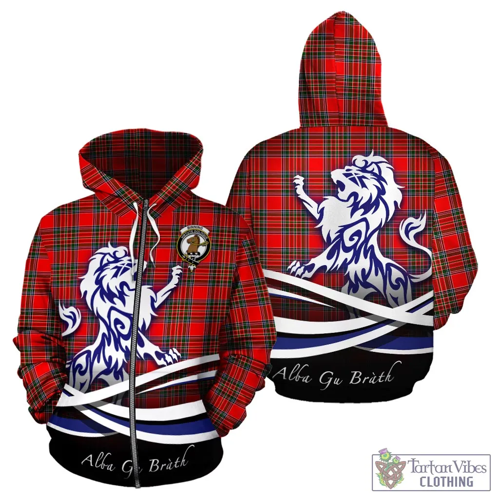 Binning Tartan Hoodie with Alba Gu Brath Regal Lion Emblem