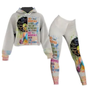 Black Girl I Am The Storm Cropped Hoodie and Leggings Set