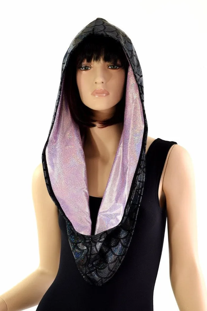 Black Scale & Lilac Reversible Infinity Festival Hood