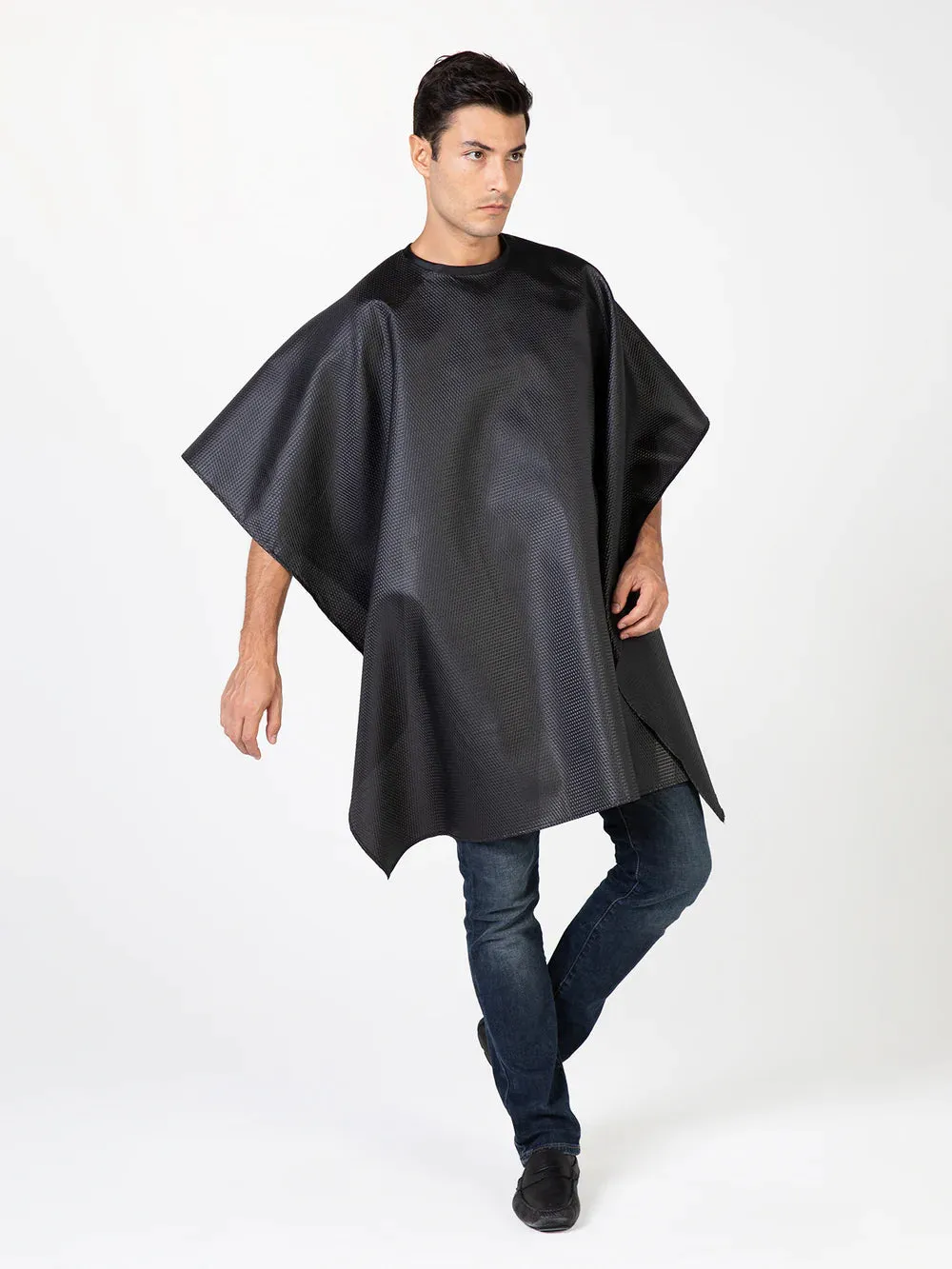 Black Seersucker Barber Cape