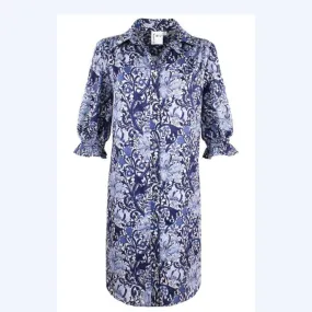 Blue & White Floral Print Dress