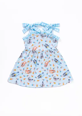 Blue character print dress