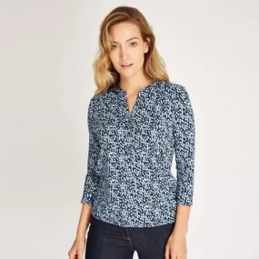 Blue Multi Pebble Print Henley Top