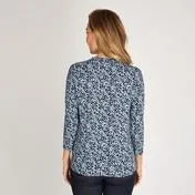 Blue Multi Pebble Print Henley Top