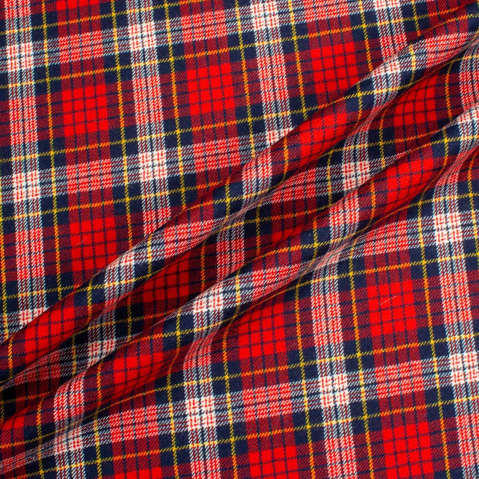 Bright Red & Blue Checkered Tartan Pure Wool