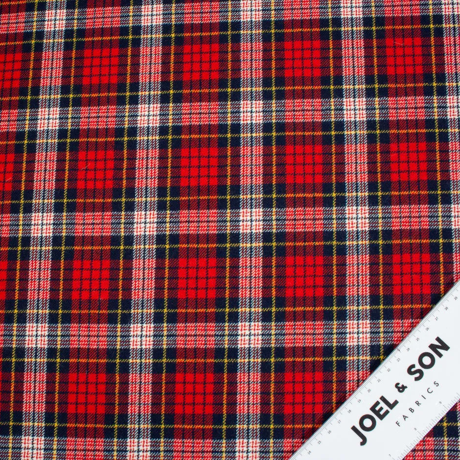 Bright Red & Blue Checkered Tartan Pure Wool