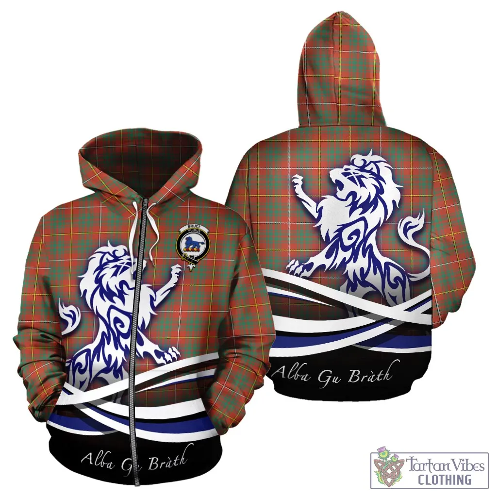 Bruce Ancient Tartan Hoodie with Alba Gu Brath Regal Lion Emblem